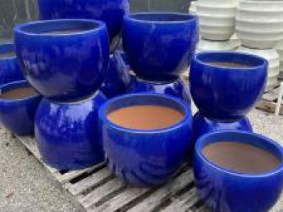 Egg Pot Falling Blue Lg 26.5"x20"