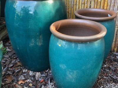 Roll Rim Urn Aqua Green Sm 16"x22.5"