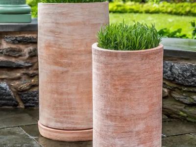 Sgraffito Tall Pot Terracotta Sm