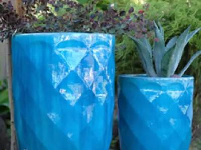 Diamond Tall Pot Falling Aqua Lg 22"x32.5"