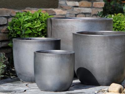 Pot Egg Shell Matte Black Lg 17.5"x15.0"