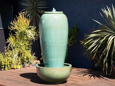 Fountain Jar Tall Green Stream Md 20"x36"