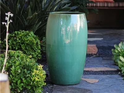 Drum Shape Tall Pot Green Stream 20"x35"